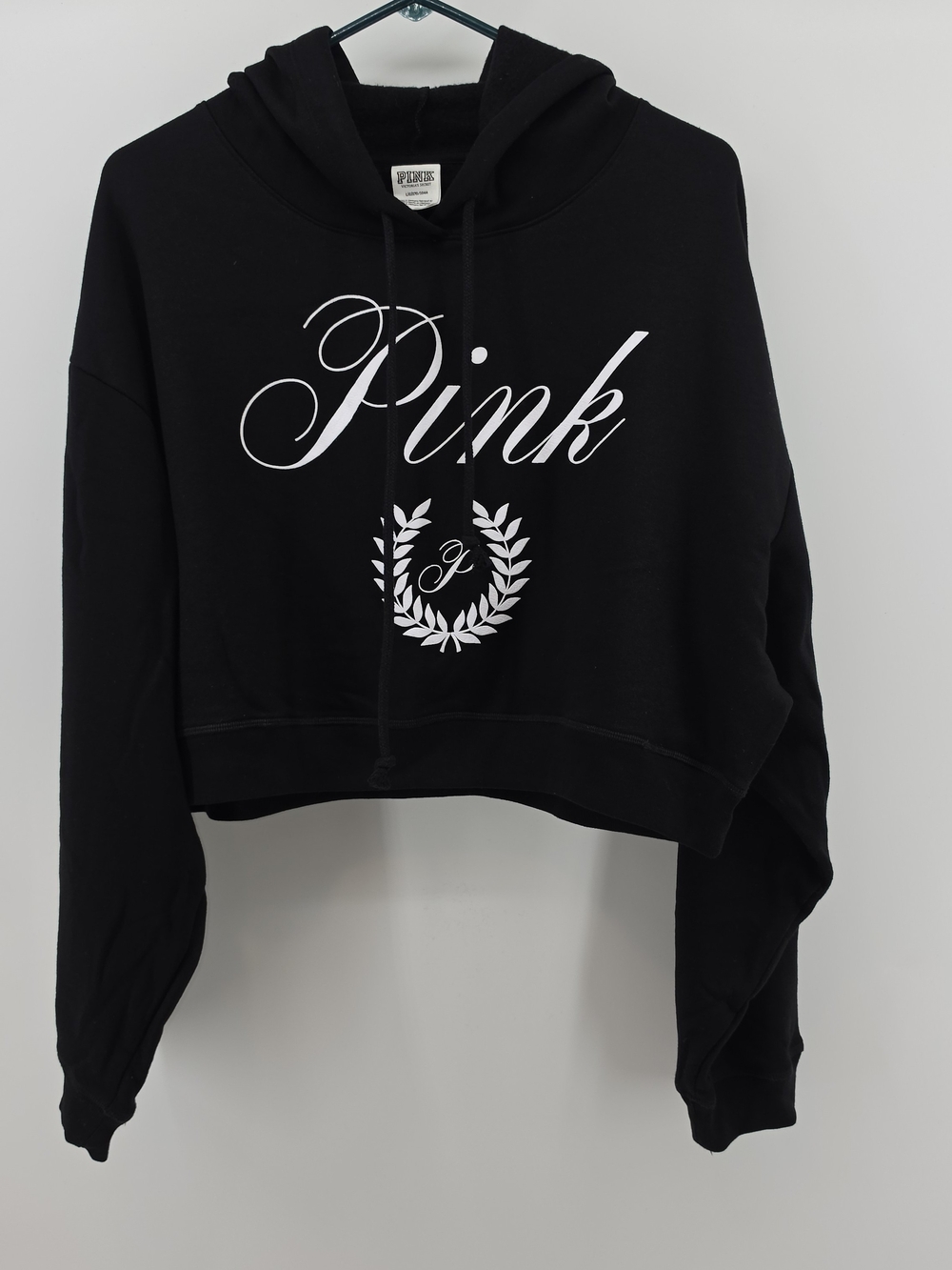 PINK Victoria's Secret Women's Black Cropped Hoodie